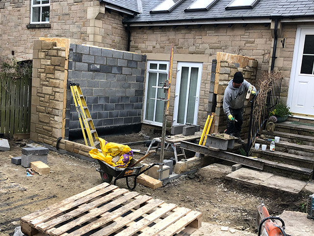 Preparing the ground for the new sunroom extension Medomsley